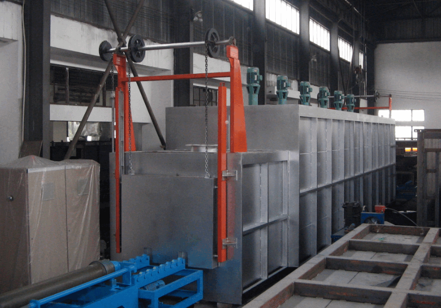 pusher type hardening and tempering furnace for steel castings 